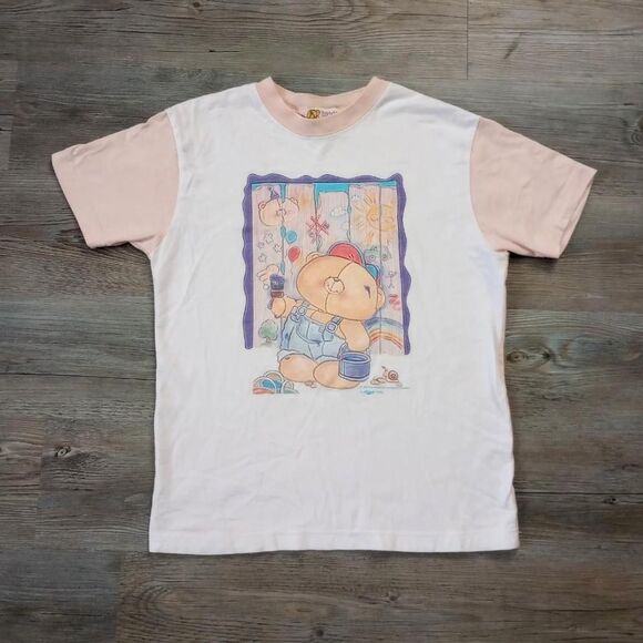 Vintage 90s Pink Teddy Bear Coquette Baby Tee - Picture 1 of 4
